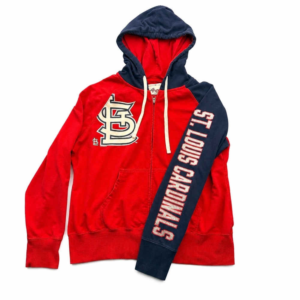 4Her Carl Banks St Louis Cardinals Full Zip Hoodie Womens XL Sweatshirt Red Blue